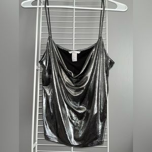 H&M Women/Girls Silver Shimmer Tank Top